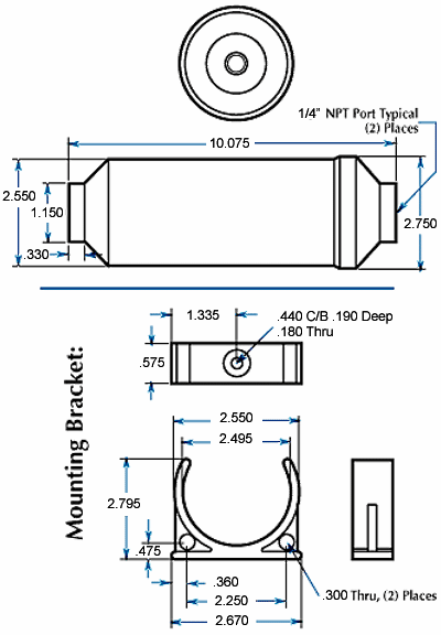 Waste reservoir - Volume: 15 cubic inches