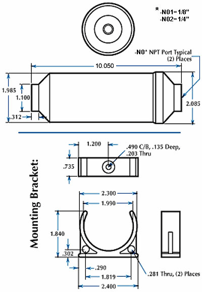 Waste reservoir - Volume: 15 cubic inches